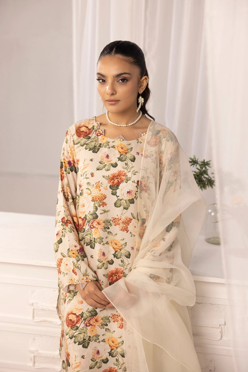 Nakhra 2 Floral Arabic Lawn Suit With Chiffon Dupatta D3