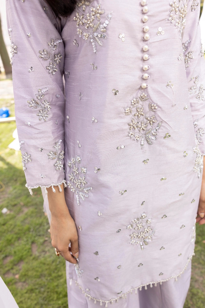 Ivana Premium Raw Silk 3 Piece Sharara Wedding Outfit Lilac