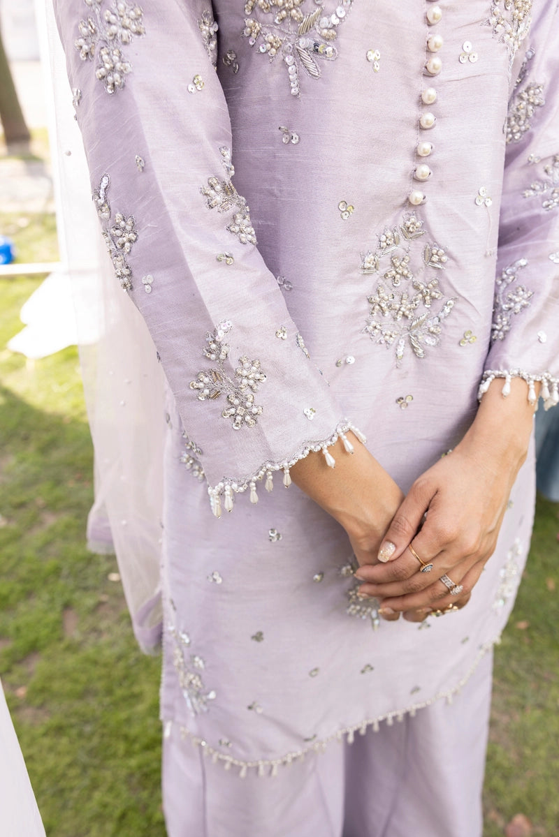 Ivana Premium Raw Silk 3 Piece Sharara Wedding Outfit Lilac