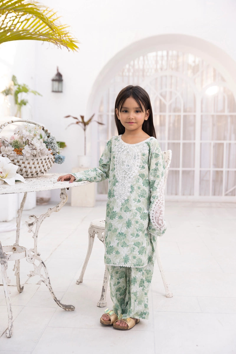 Ethnic Inspired Mummy & Me Kids 3 Piece Outfit Green - Desi Posh