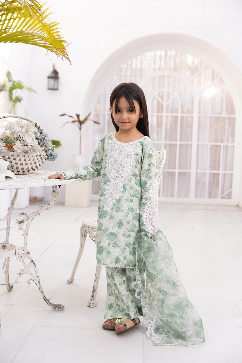 Ethnic Inspired Mummy & Me Kids 3 Piece Outfit Green - Desi Posh
