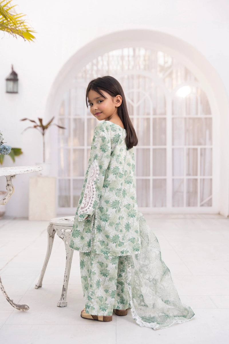 Ethnic Inspired Mummy & Me Kids 3 Piece Outfit Green - Desi Posh