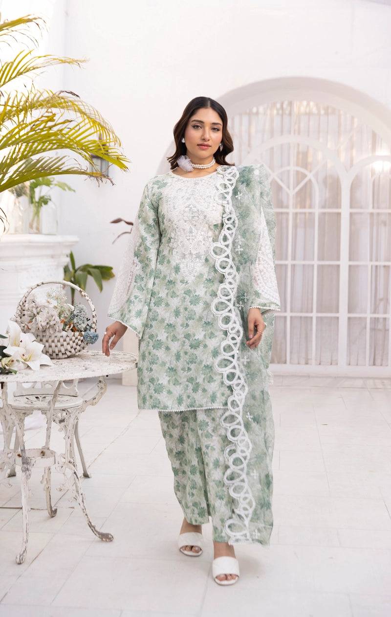 Ethnic Inspired Mummy & Me Ladies 3 Piece Outfit Green - Desi Posh