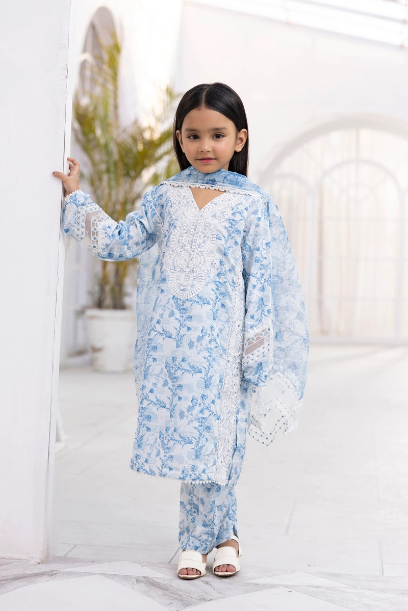 Ethnic Inspired Mummy & Me Kids 3 Piece Outfit Blue - Desi Posh