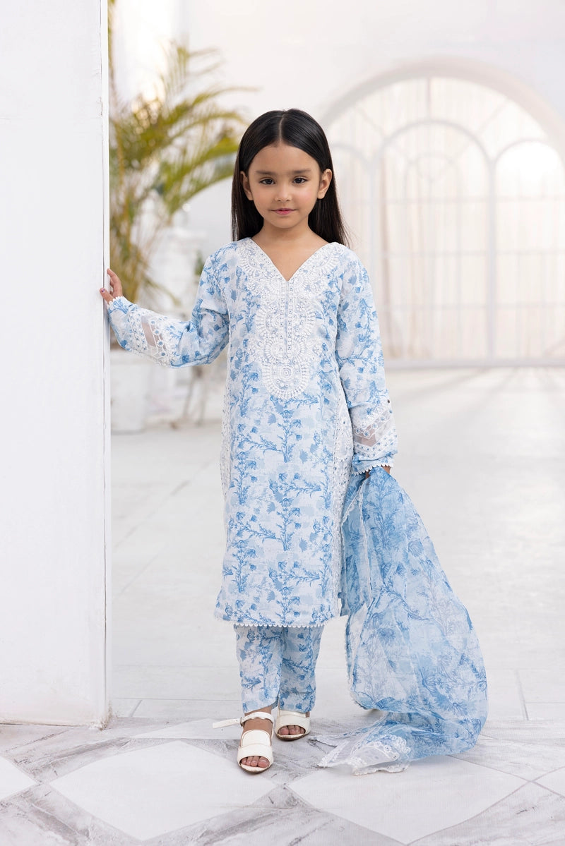 Ethnic Inspired Mummy & Me Kids 3 Piece Outfit Blue - Desi Posh