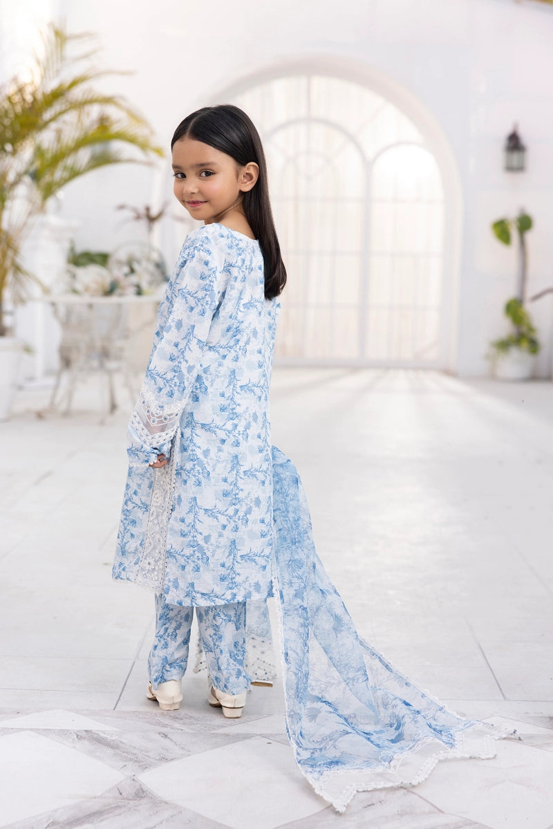 Ethnic Inspired Mummy & Me Kids 3 Piece Outfit Blue - Desi Posh