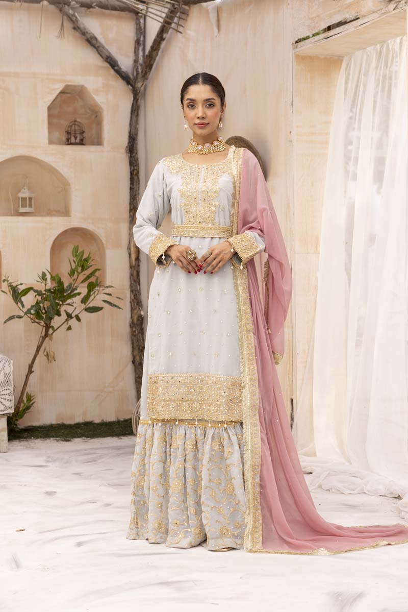 Nureh Mother & Daughter Mint Ladies Wedding Farshi Gharara Oufit