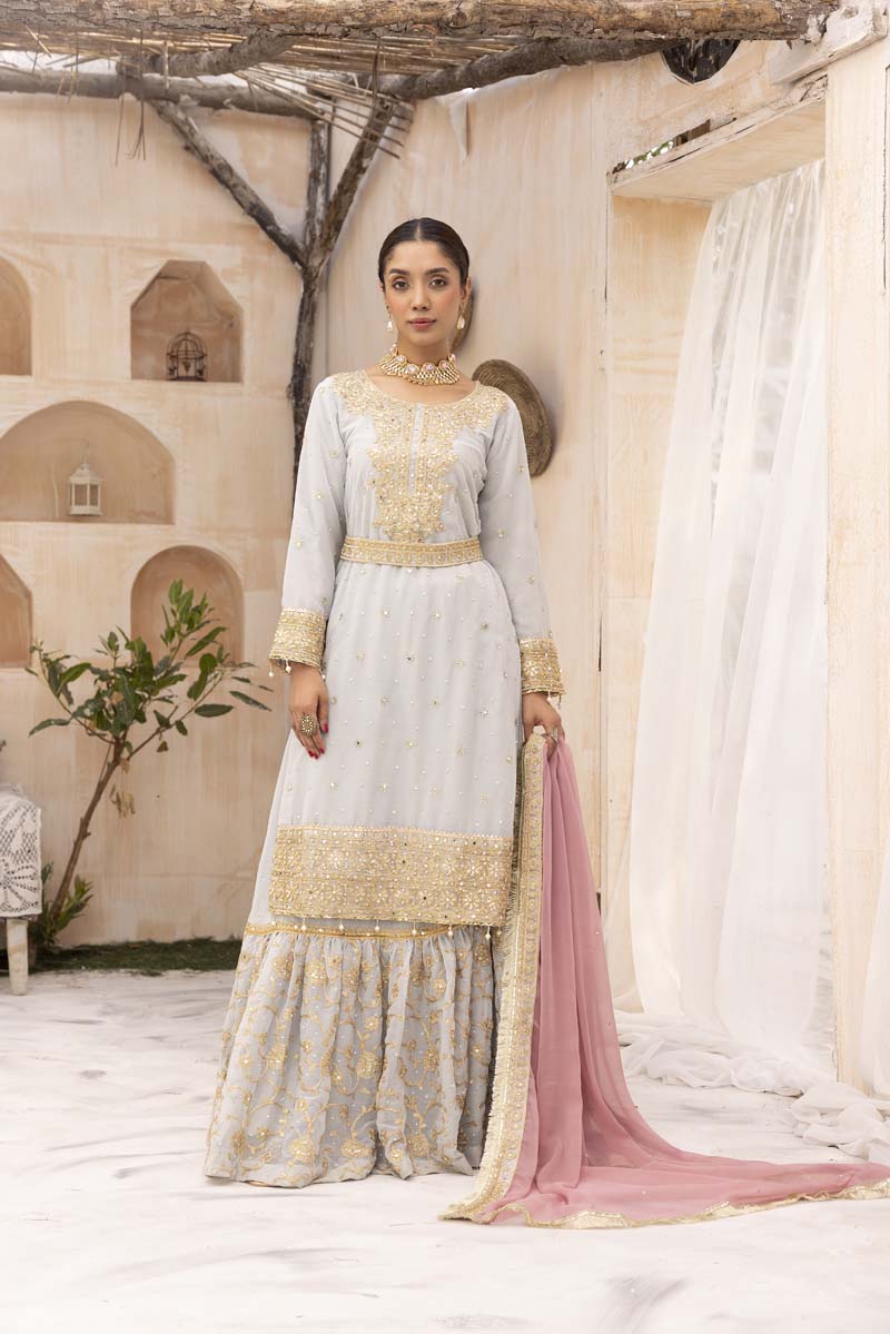 Nureh Mother & Daughter Mint Ladies Wedding Farshi Gharara Oufit