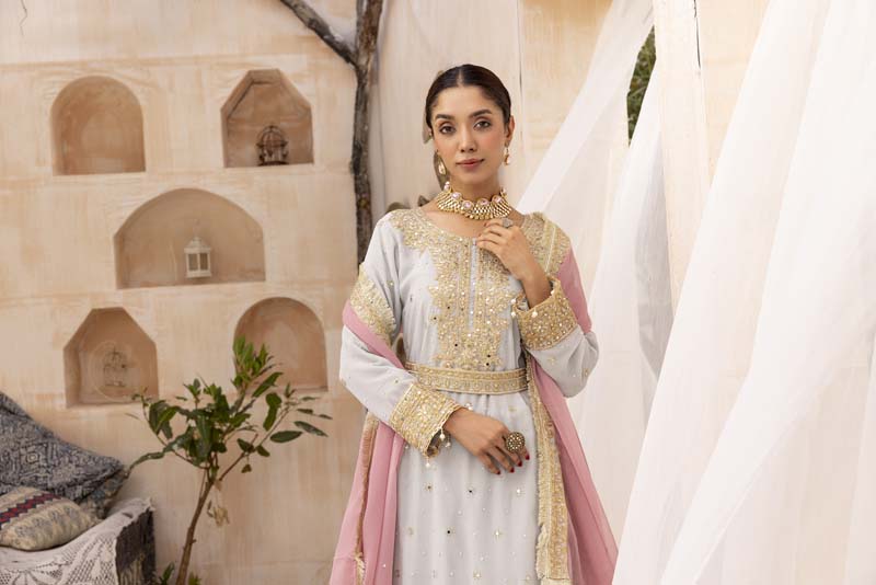 Nureh Mother & Daughter Mint Ladies Wedding Farshi Gharara Oufit