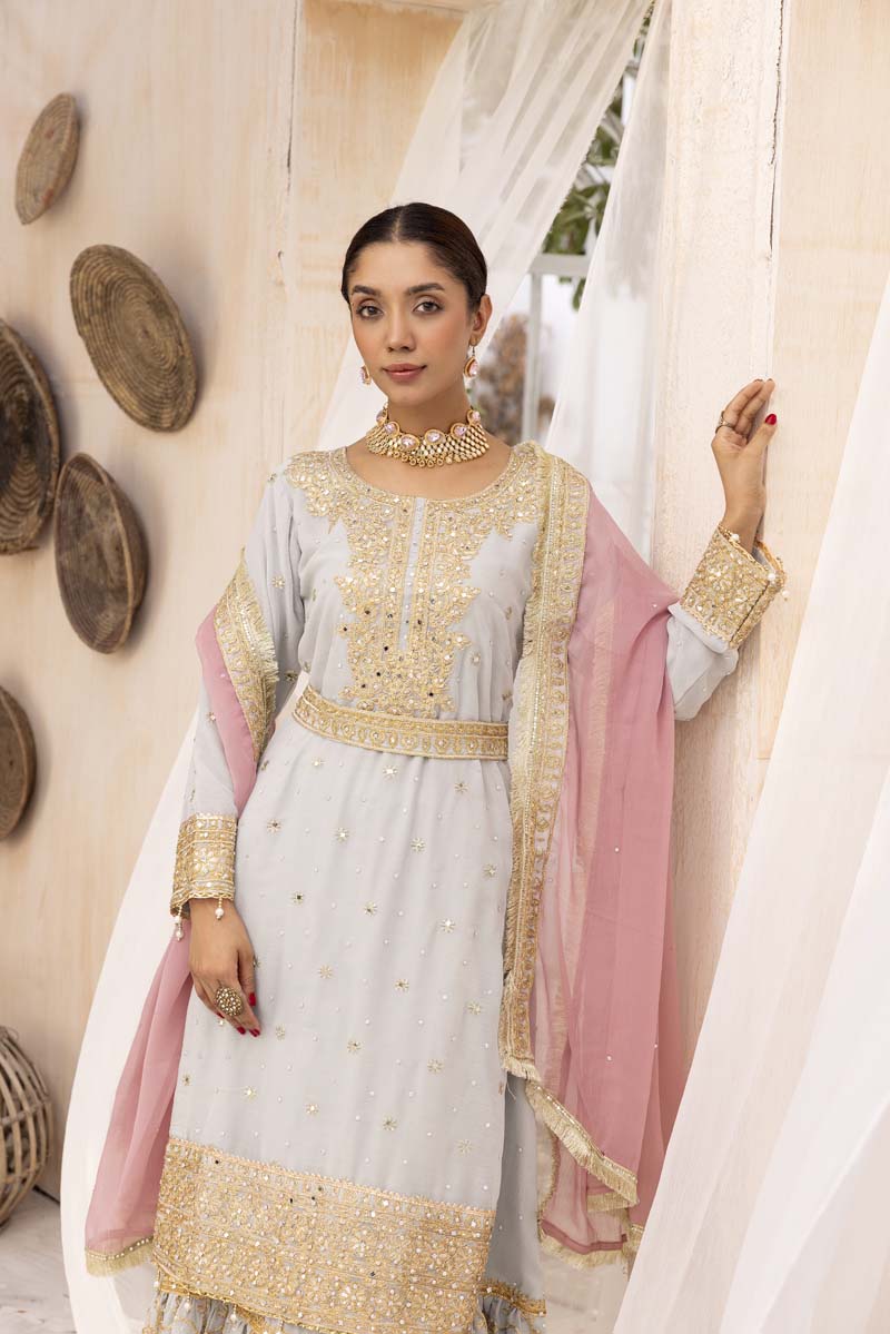 Nureh Mother & Daughter Mint Ladies Wedding Farshi Gharara Oufit