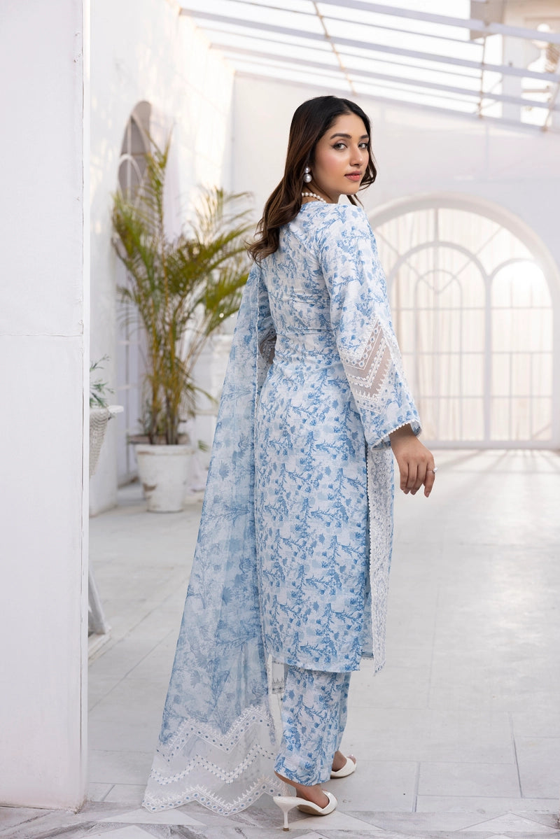Ethnic Inspired Mummy & Me Ladies 3 Piece Outfit Blue - Desi Posh