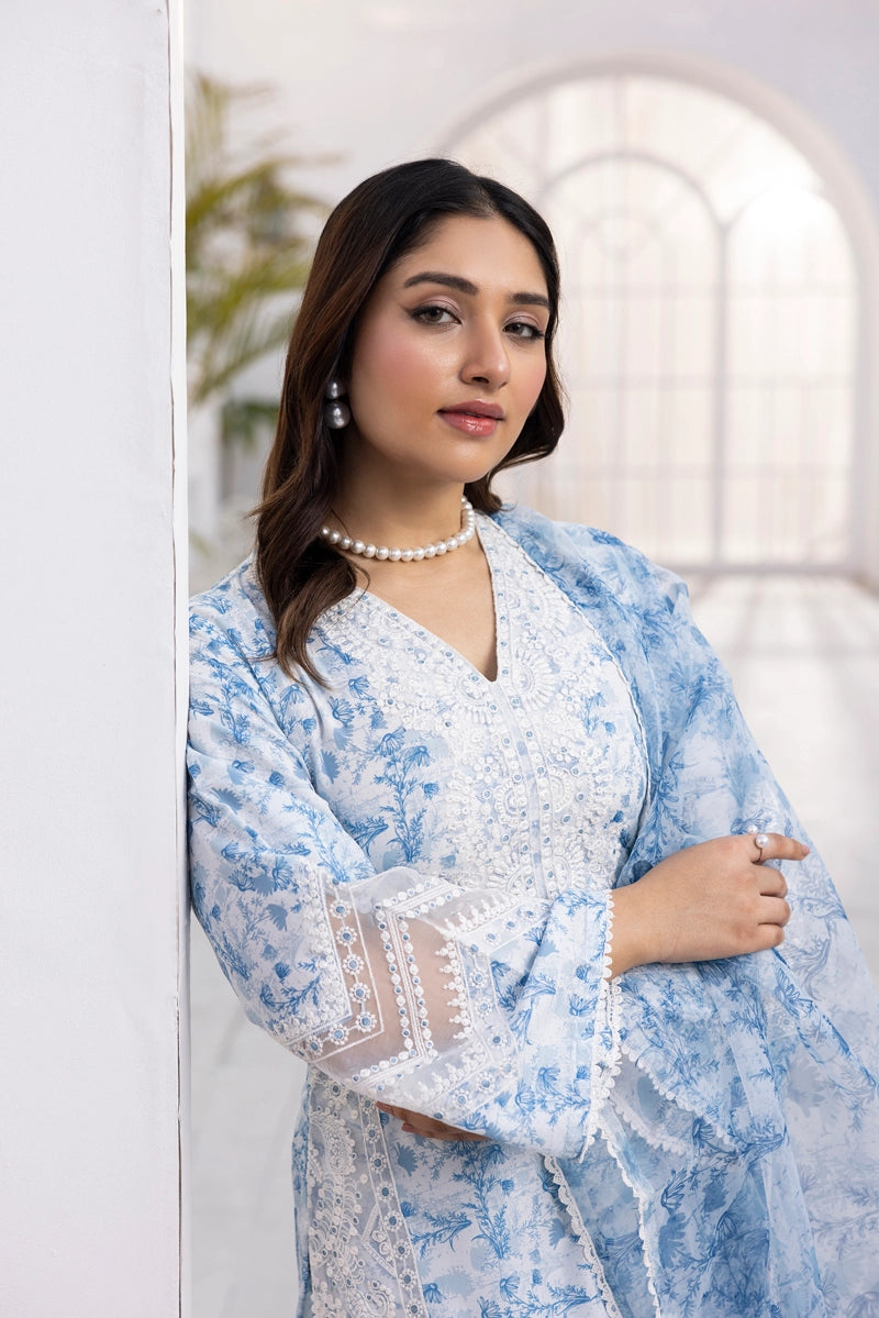 Ethnic Inspired Mummy & Me Ladies 3 Piece Outfit Blue - Desi Posh