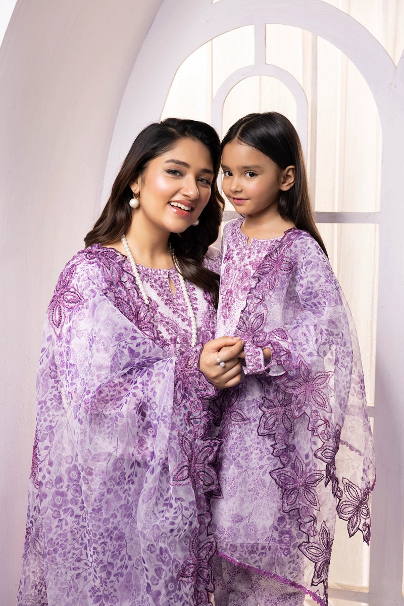 Ethnic Inspired Mummy & Me Kids 3 Piece Outfit Lilac - Desi Posh