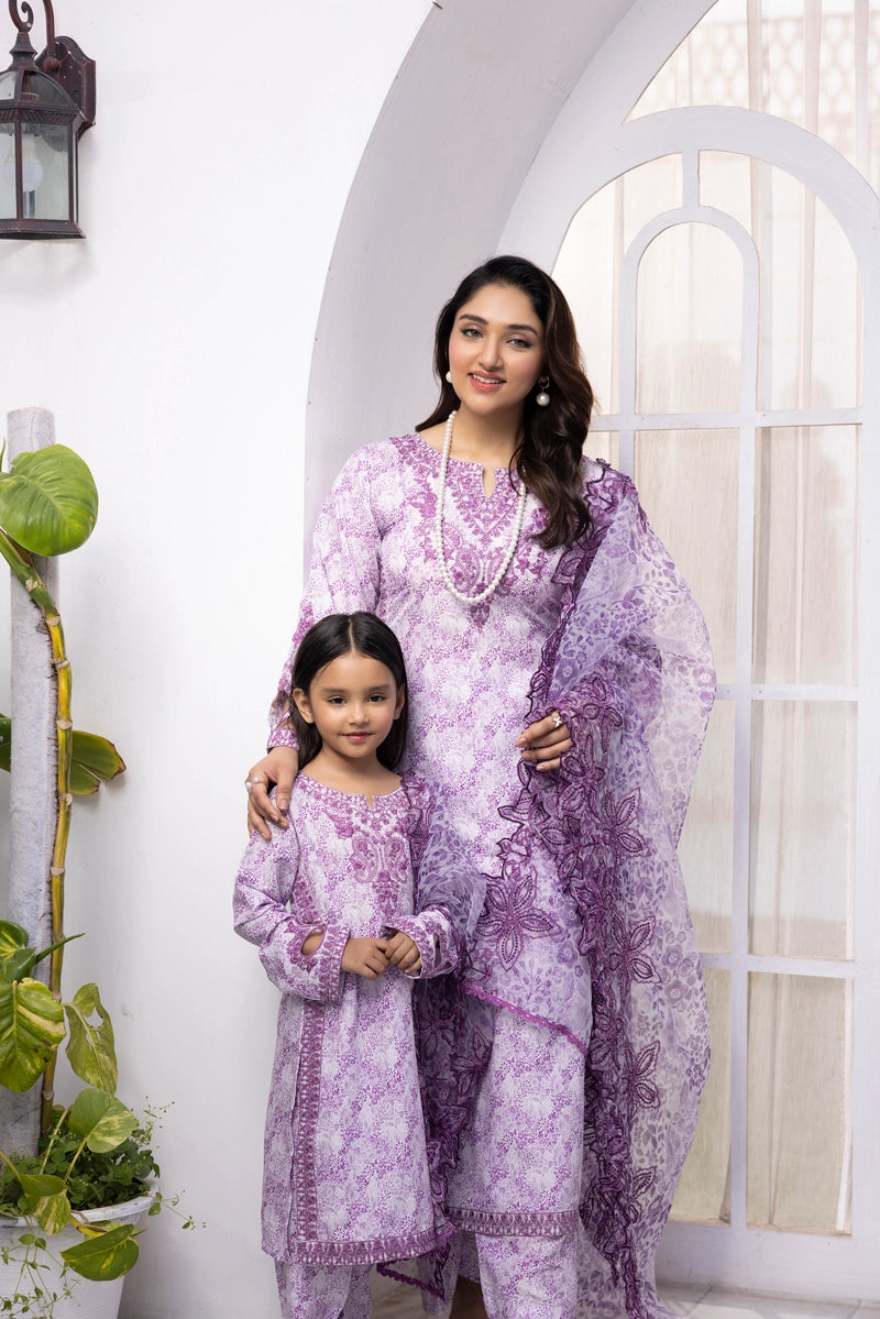 Ethnic Inspired Mummy & Me Ladies 3 Piece Outfit Lilac - Desi Posh