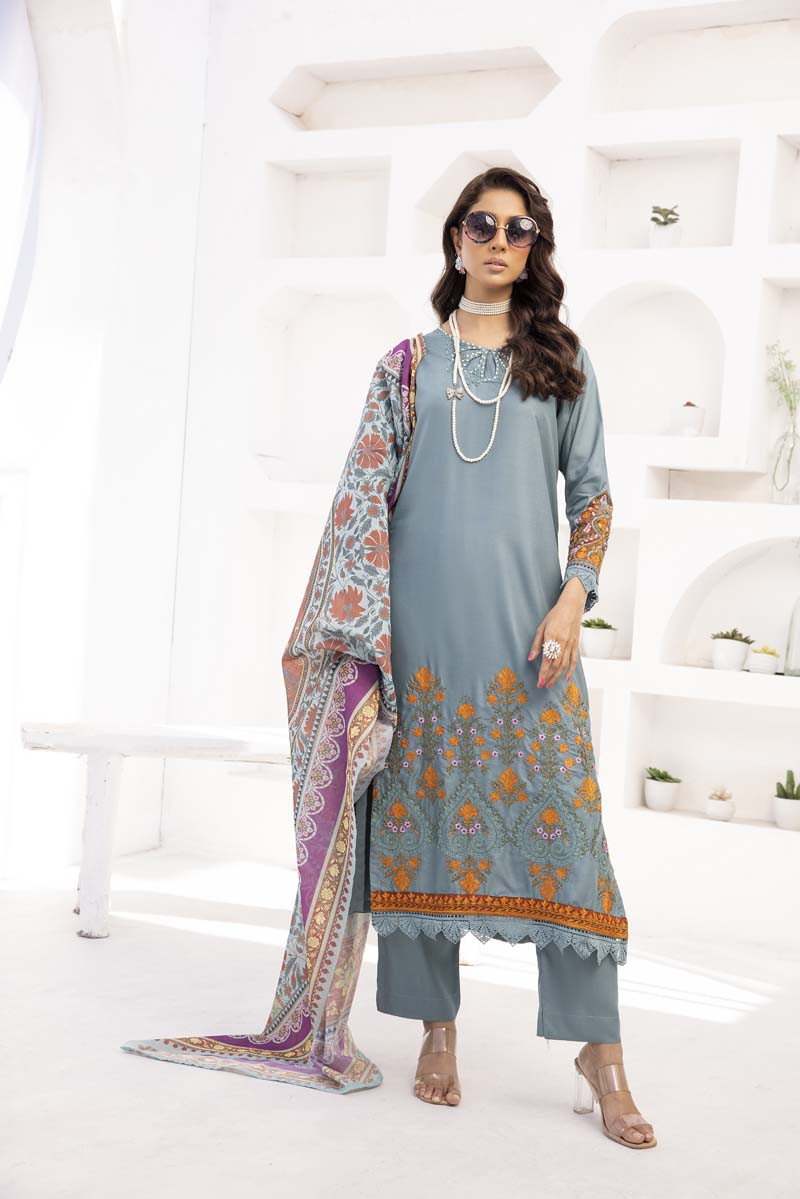 Maria B M Prints Inspired 3 Piece Outfit MPT-2006-A - Desi Posh