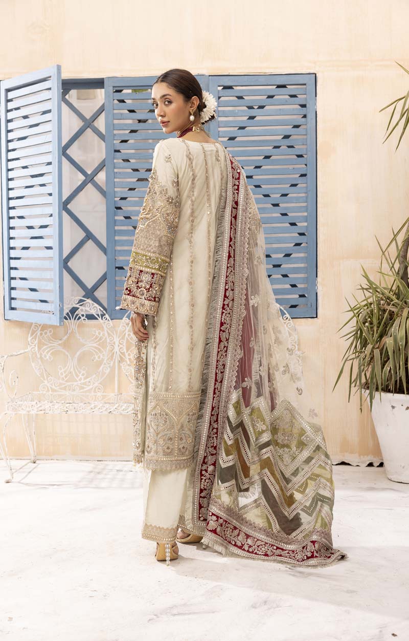 Imrozia Premium Inspired Embroidered 3 Piece Mint Green Wedding Outfit - Desi Posh