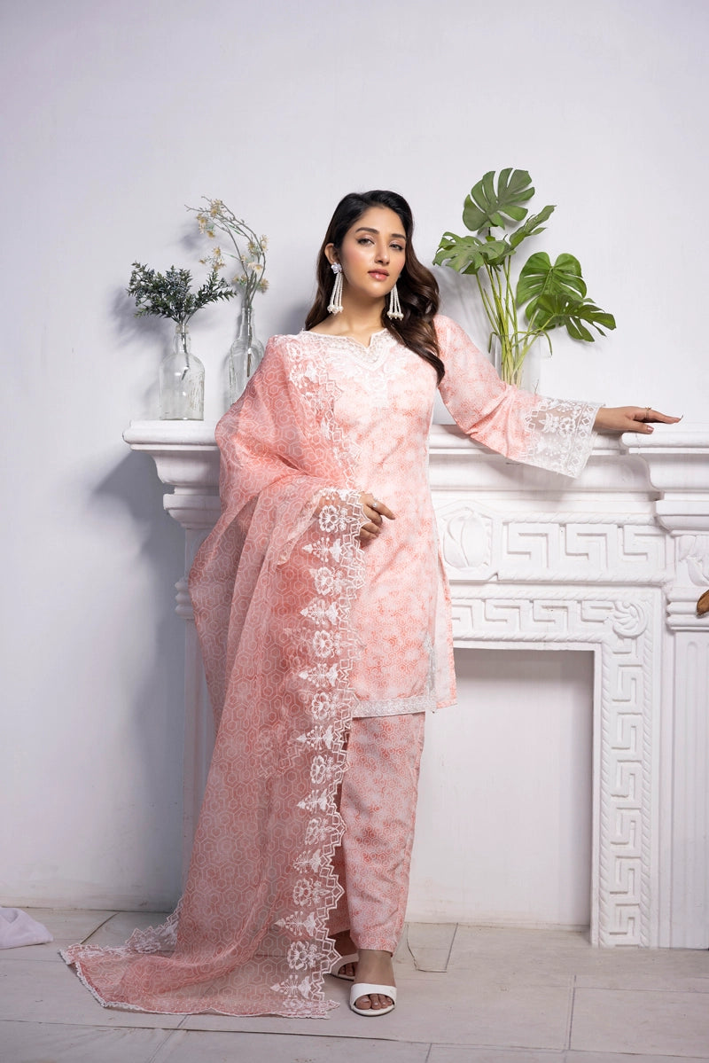 Ethnic Inspired Mummy & Me Ladies 3 Piece Outfit Peachy Pink - Desi Posh