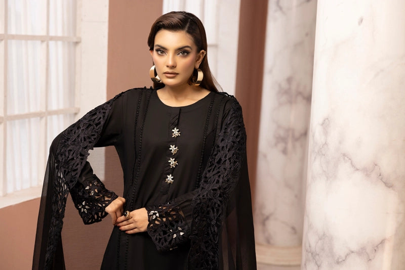 Nakhra Premium Cotton Ladies Desi Eid Outfit BEF05 Black - Desi Posh