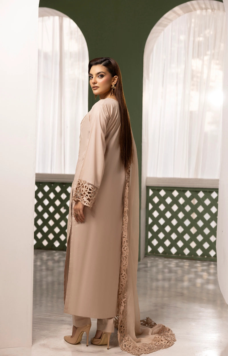Nakhra Premium Cotton Ladies Desi Eid Outfit BEF05 Beige - Desi Posh