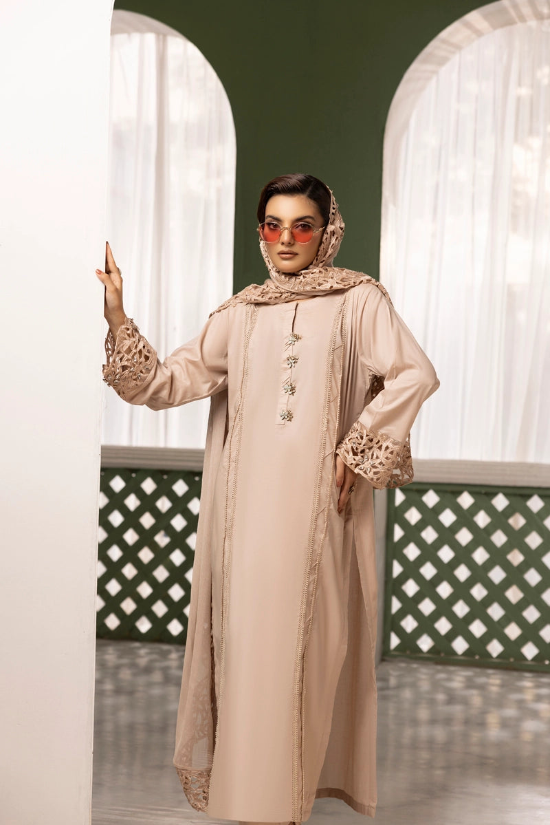 Nakhra Premium Cotton Ladies Desi Eid Outfit BEF05 Beige - Desi Posh