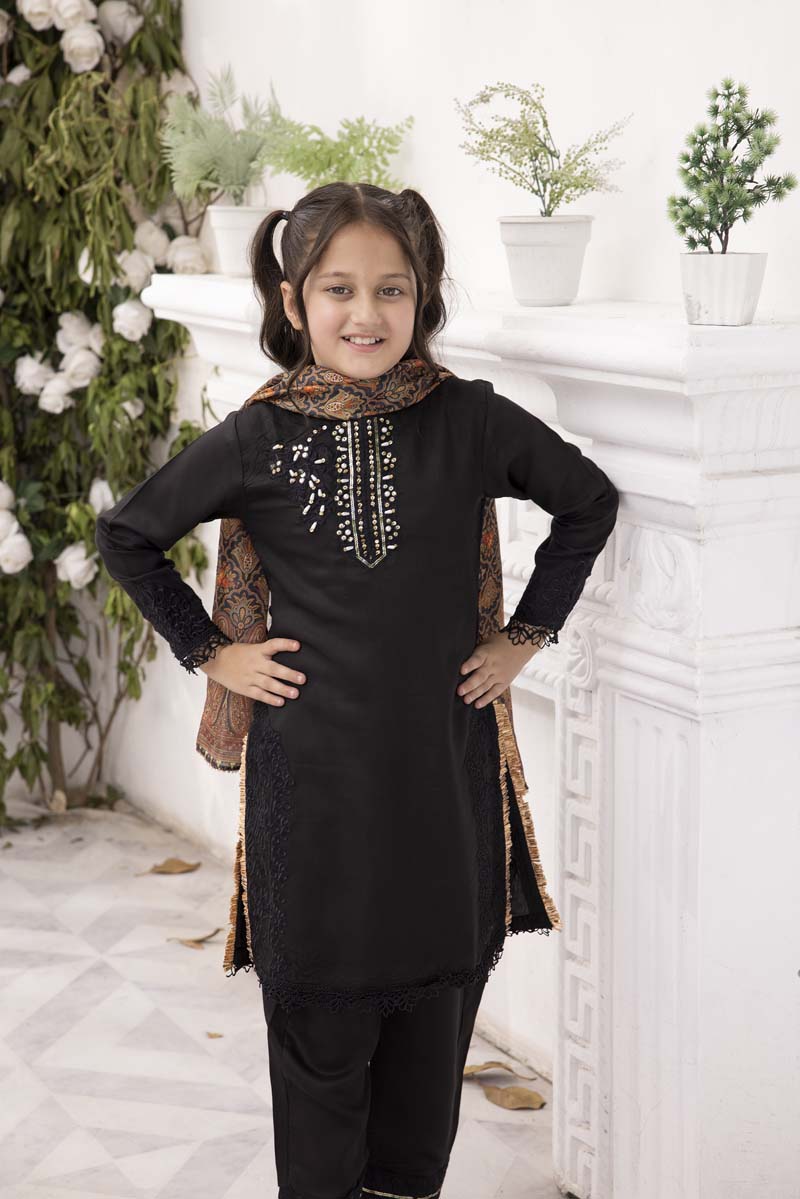 Nakhra Viscose Mummy & Me Girls Black Eid Outfit MNC01K - Desi Posh