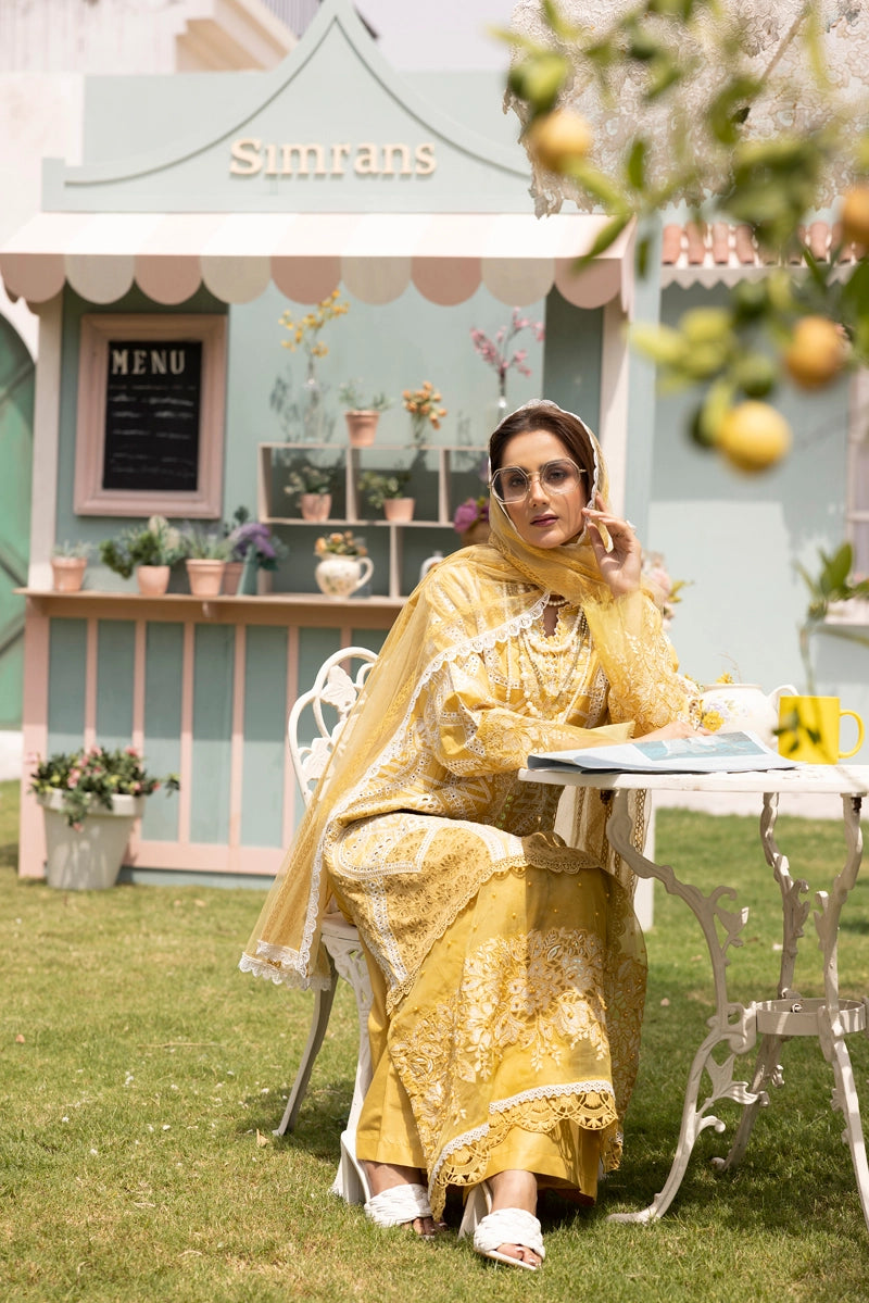 Maria B Luxe Inspired Ladies Yellow Chikan Kari Eid Outfit