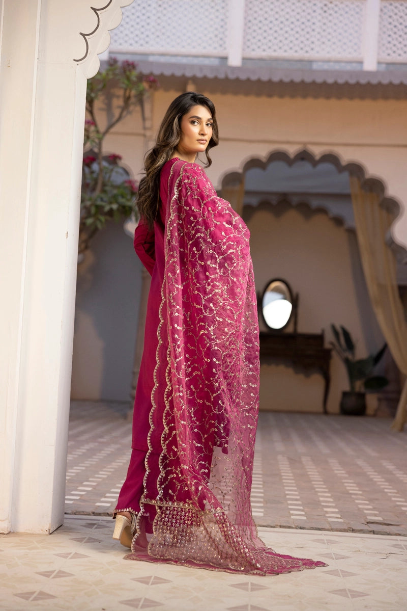 Charisma Primo Luxe Collection Viscose Silk 3 Piece Pink Outfit