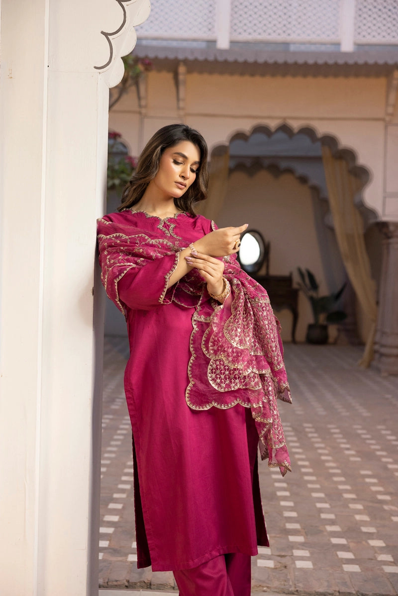 Charisma Primo Luxe Collection Viscose Silk 3 Piece Pink Outfit
