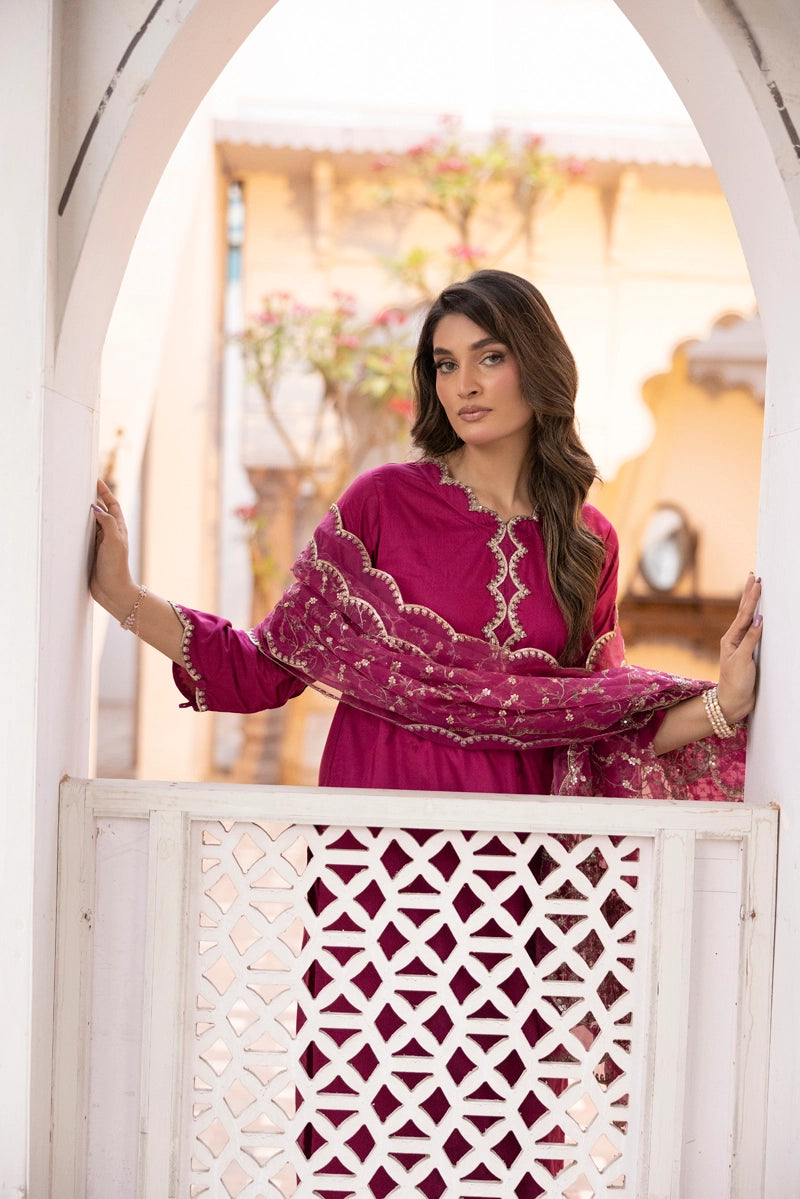 Charisma Primo Luxe Collection Viscose Silk 3 Piece Pink Outfit