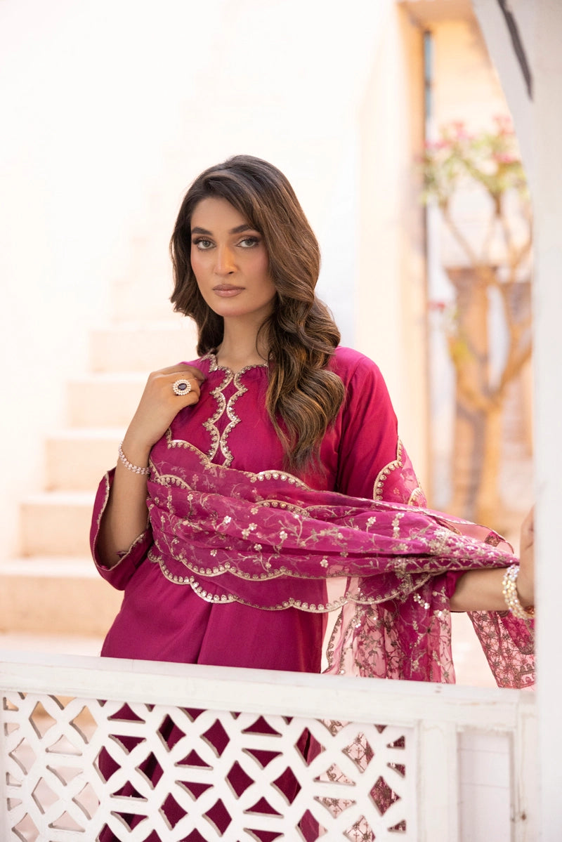 Charisma Primo Luxe Collection Viscose Silk 3 Piece Pink Outfit