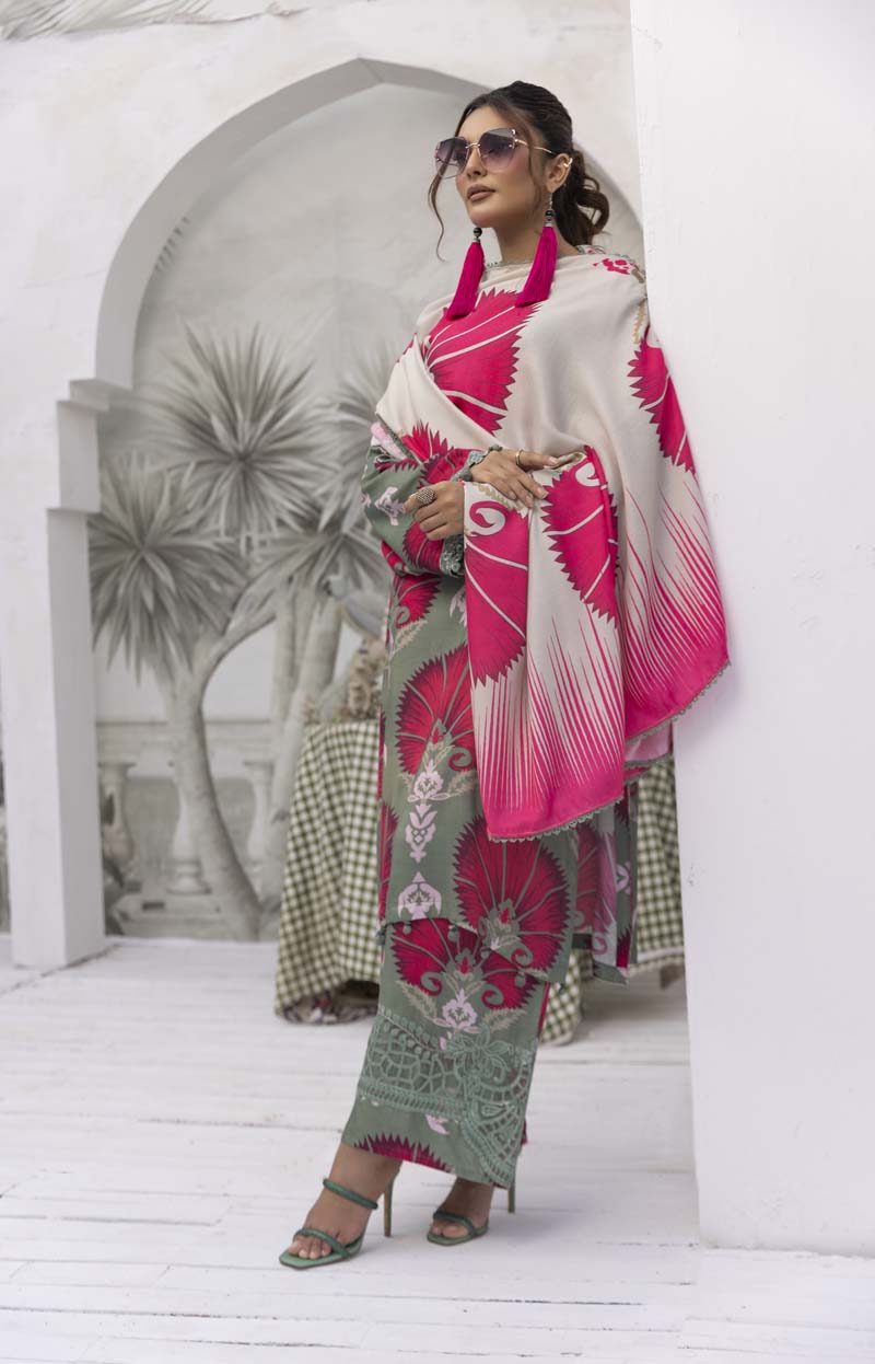 Maria B Inspired 3 Piece Winter Linen Kameez Outfit MP09A - Desi Posh