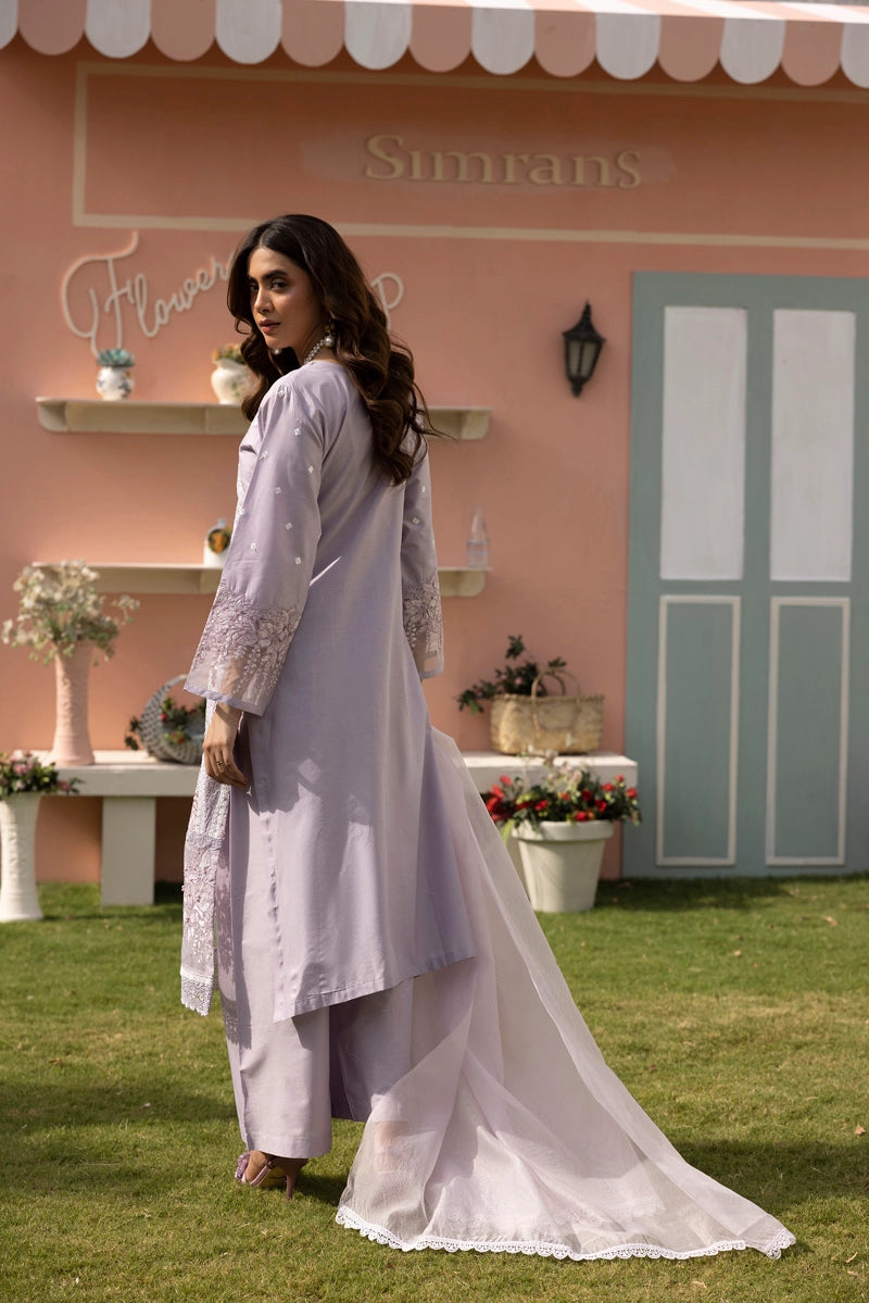 Maria B Luxe Inspired Ladies Lilac Chikan Kari Eid Outfit - Desi Posh