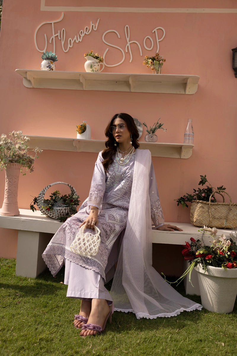 Maria B Luxe Inspired Ladies Lilac Chikan Kari Eid Outfit - Desi Posh