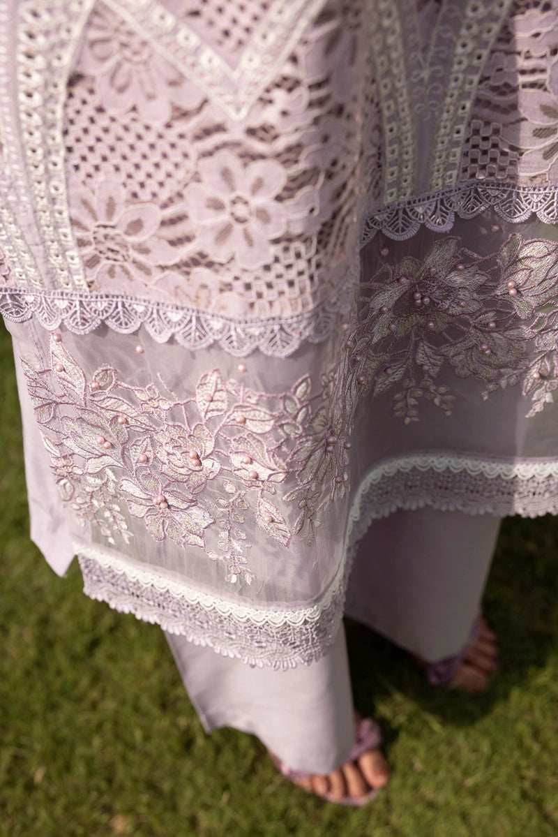 Maria B Luxe Inspired Ladies Lilac Chikan Kari Eid Outfit - Desi Posh