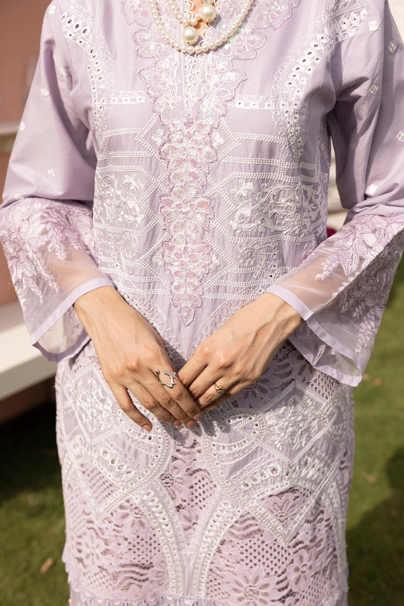 Maria B Luxe Inspired Ladies Lilac Chikan Kari Eid Outfit - Desi Posh