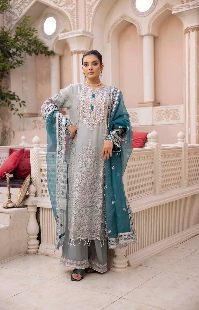 Imrozia Premium Inspired Embroidered 3 Piece Jadelite Wedding Outfit - Desi Posh