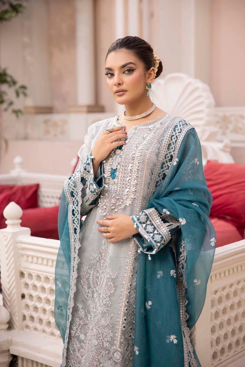 Imrozia Premium Inspired Embroidered 3 Piece Jadelite Wedding Outfit - Desi Posh