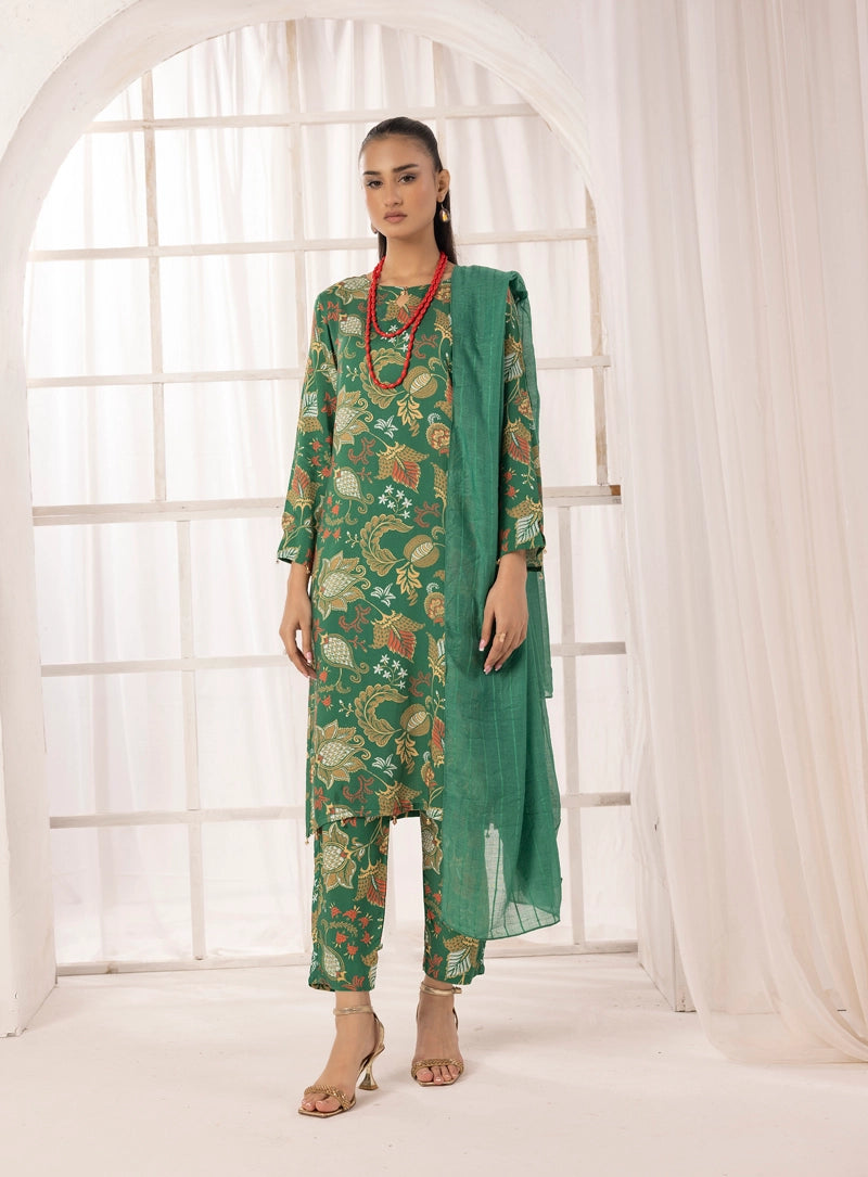 Nakhra 2 Floral Arabic Lawn Suit With Barocia Dupatta D4