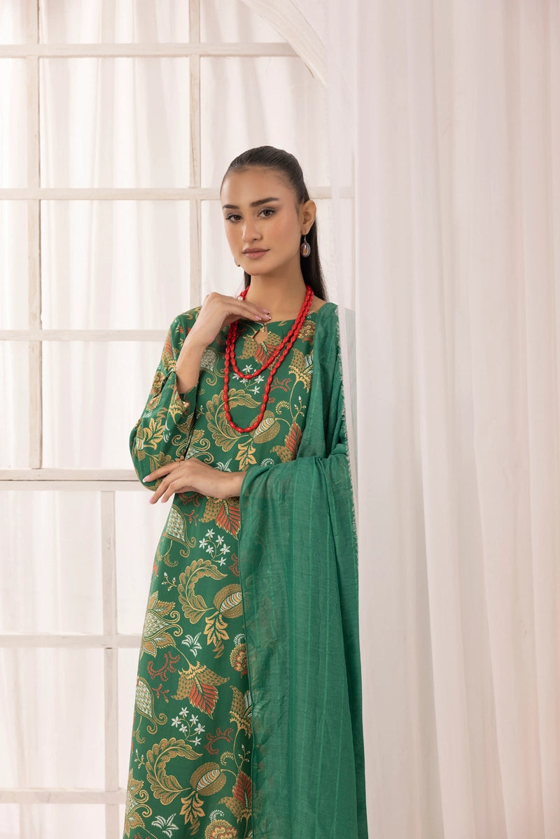 Nakhra 2 Floral Arabic Lawn Suit With Barocia Dupatta D4