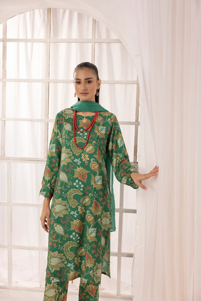 Nakhra 2 Floral Arabic Lawn Suit With Barocia Dupatta D4