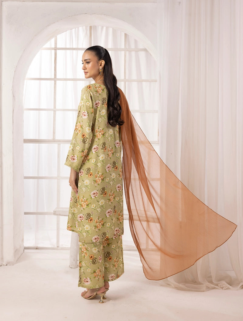 Nakhra 2 Floral Arabic Lawn Suit With Chiffon Dupatta D5