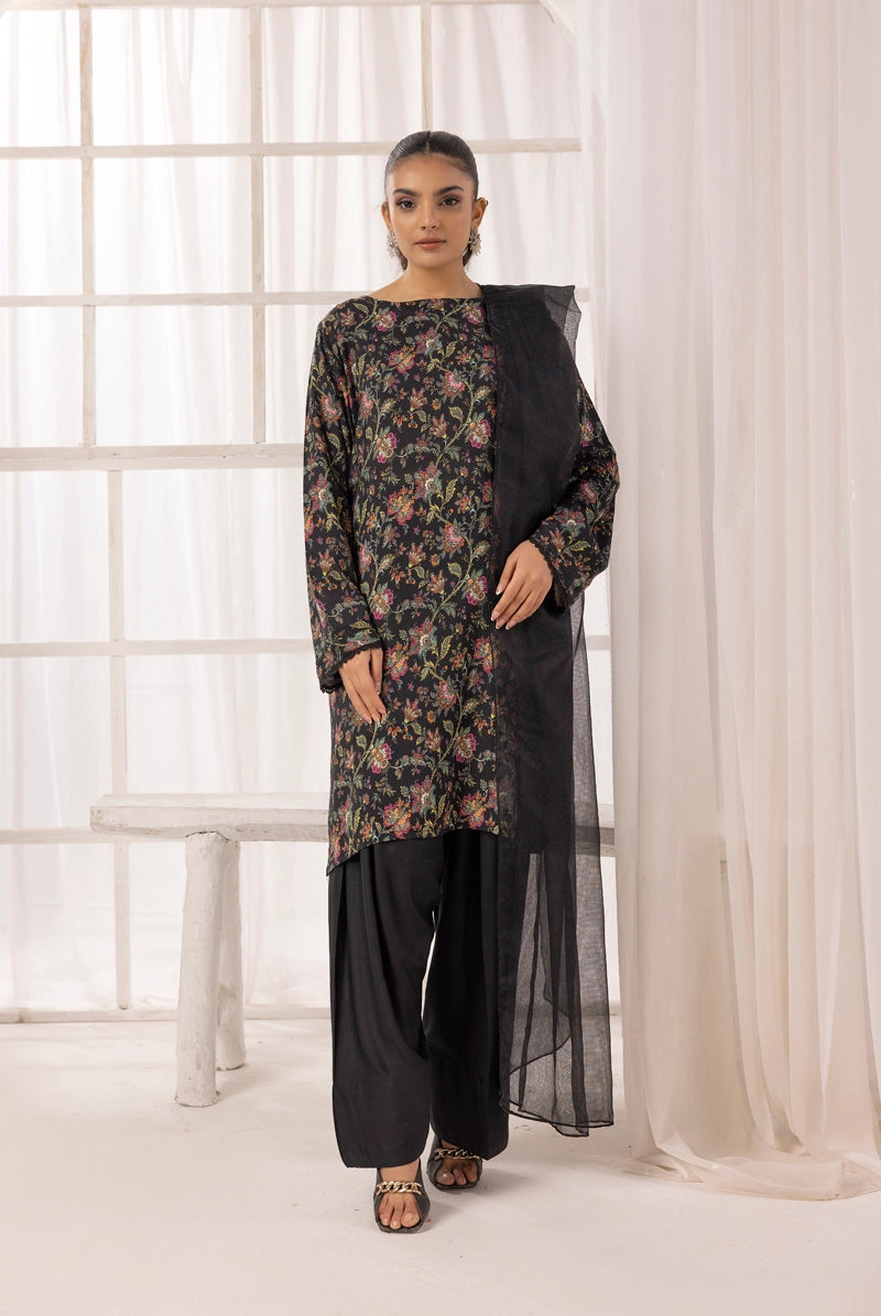 Nakhra Floral Arabic Lawn Farshi Salwar Suit With Chiffon Dupatta D1