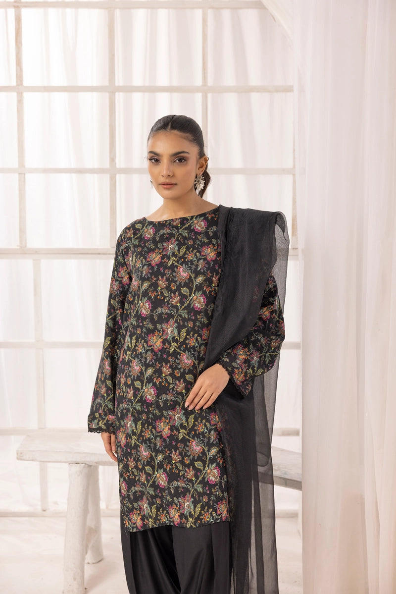 Nakhra Floral Arabic Lawn Farshi Salwar Suit With Chiffon Dupatta D1