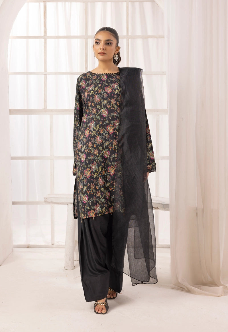 Nakhra Floral Arabic Lawn Farshi Salwar Suit With Chiffon Dupatta D1