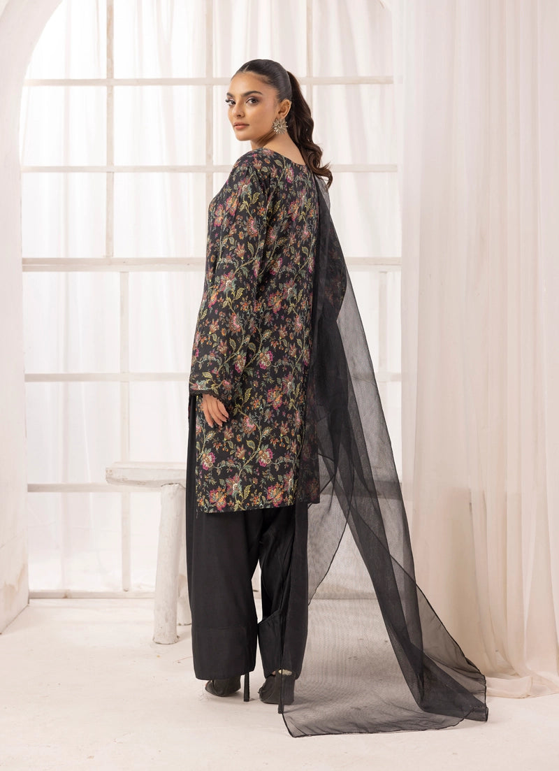 Nakhra Floral Arabic Lawn Farshi Salwar Suit With Chiffon Dupatta D1