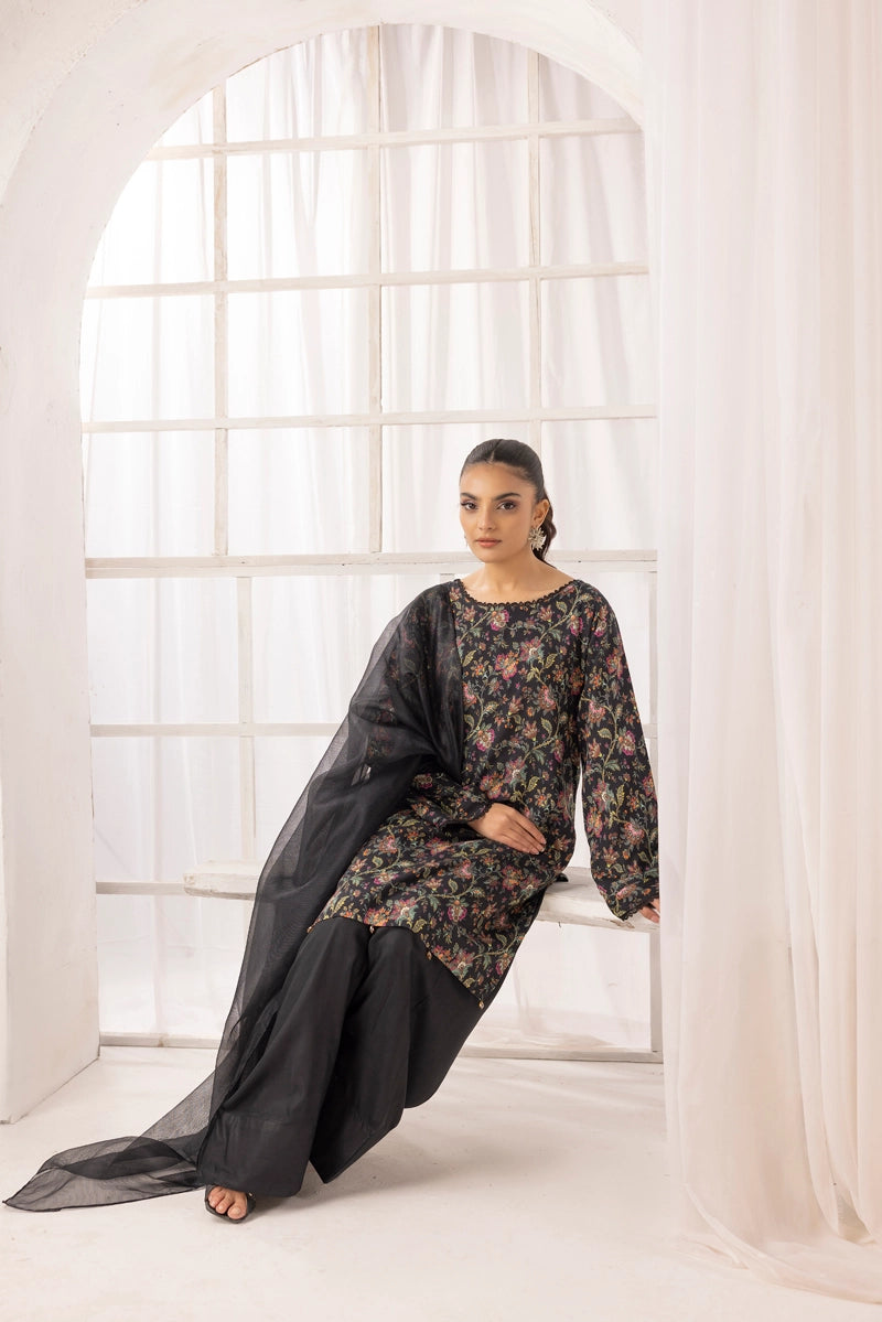 Nakhra Floral Arabic Lawn Farshi Salwar Suit With Chiffon Dupatta D1