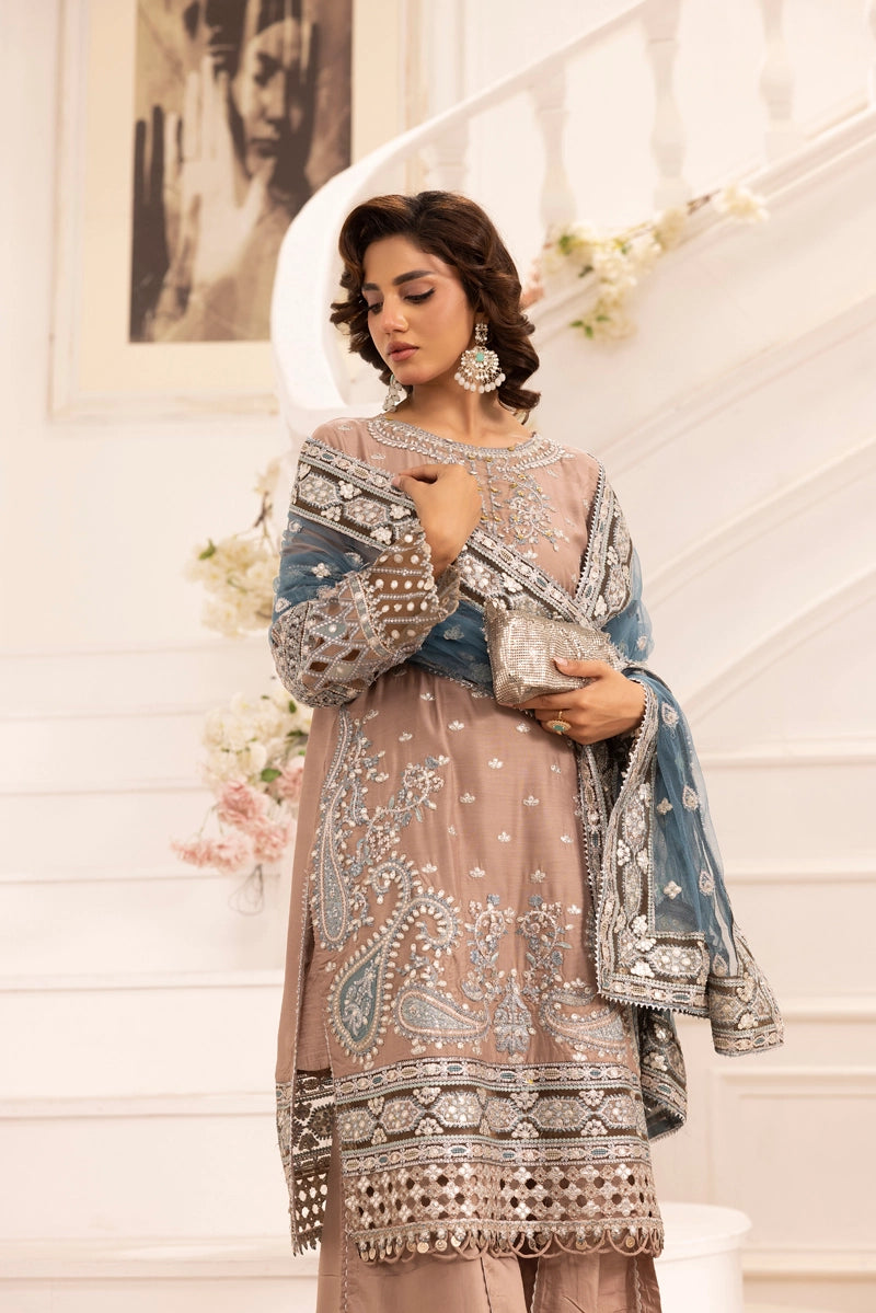 Imrozia Premium Inspired Embroidered 3 Piece Sharara Wedding Outfit