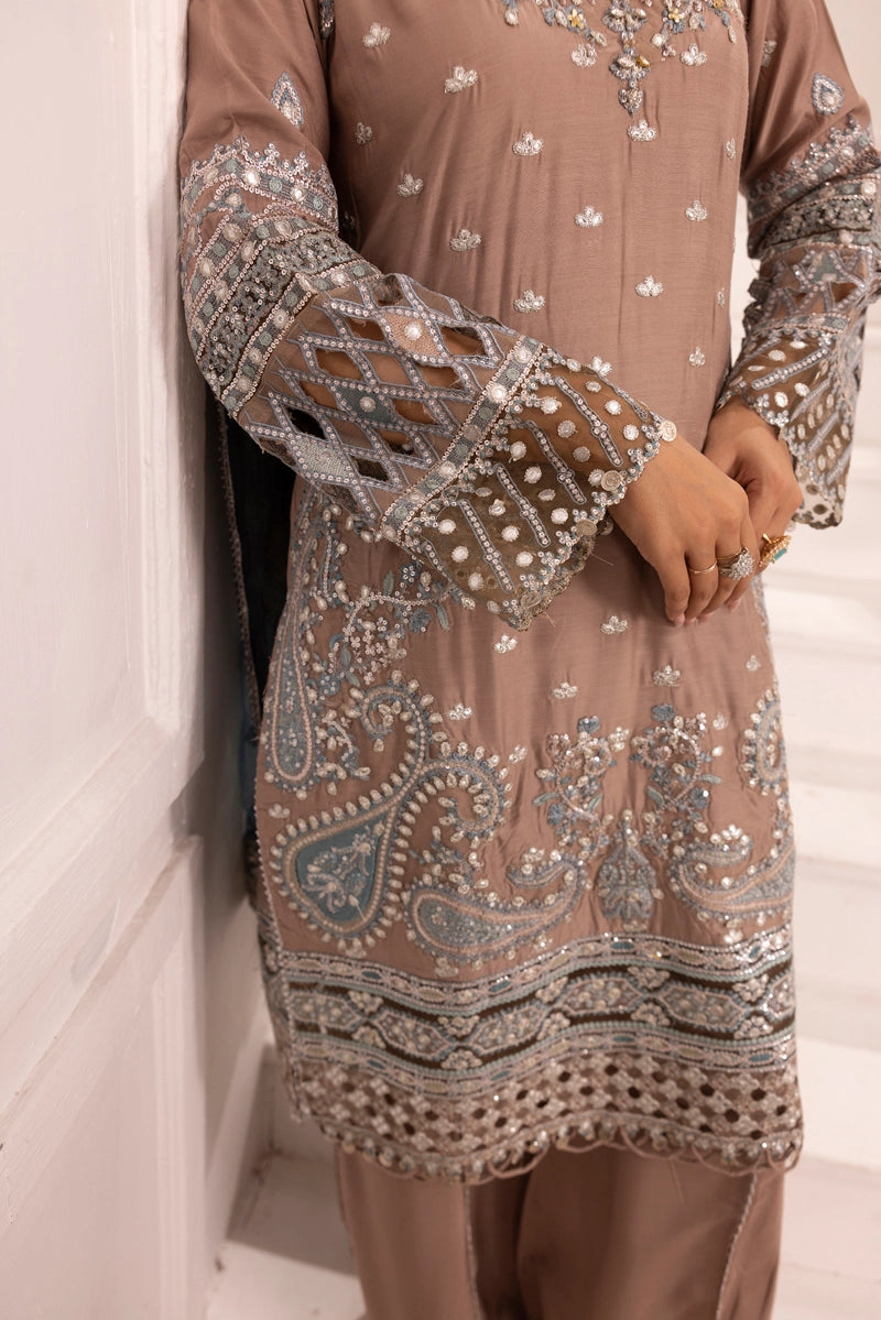 Imrozia Premium Inspired Embroidered 3 Piece Sharara Wedding Outfit
