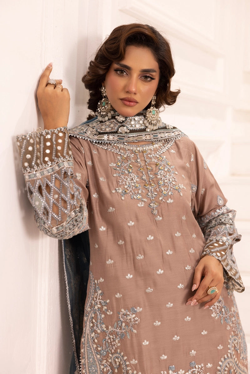 Imrozia Premium Inspired Embroidered 3 Piece Sharara Wedding Outfit