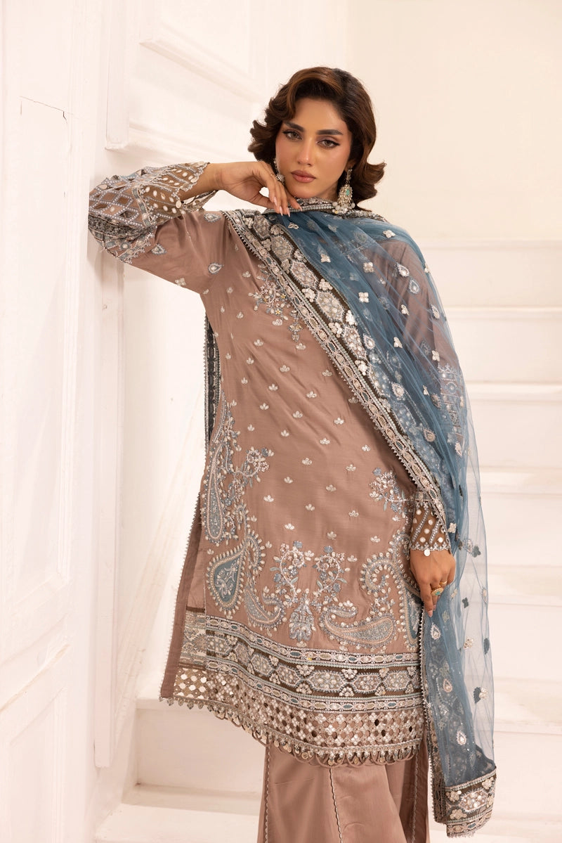 Imrozia Premium Inspired Embroidered 3 Piece Sharara Wedding Outfit
